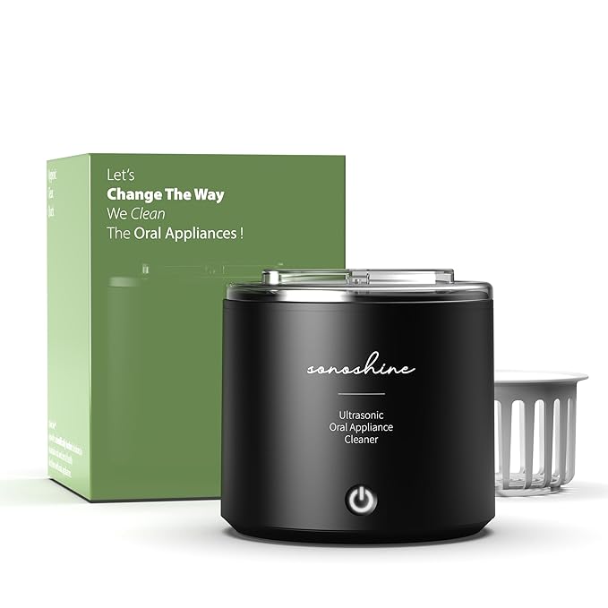 Ultrasonic Retainer Cleaner – Auto-Adjust 39-48kHz Sonic Retainer Cleaner Machine for Aligner, NightGuard, Mouth Guard, Denture & More | Easy & Quiet