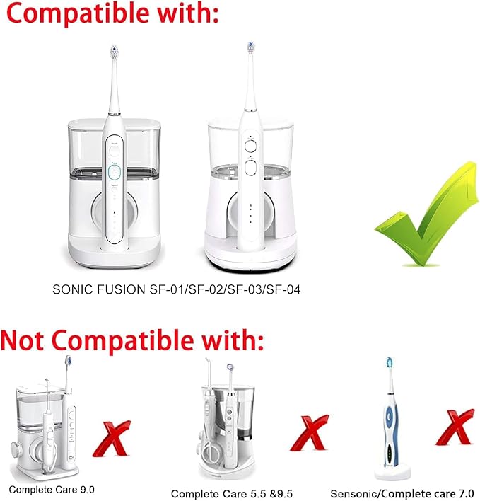 Replacement Flossing Toothbrush Heads(6-pc) Fit for Waterpik Sonic Fusion 2.0 SF-01, SF-02, SF03 & SF-04 Tooth Brush Refill Pisonicleara