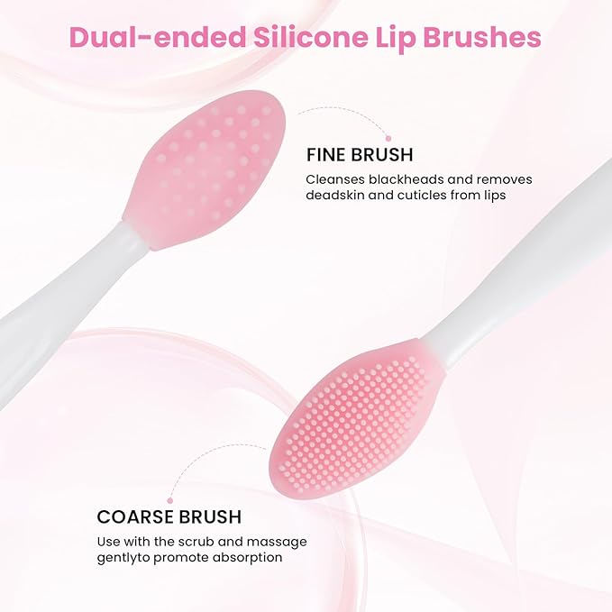 6PCS Silicone Face Scrubber Brush Set- 2PCS Facial Cleaning Brush Exfoliator Tools- 2PCS Silicone Face Mask Applicator Brushes- 2 in 1 Double-Headed Lip Scrubber Skin Care Tools