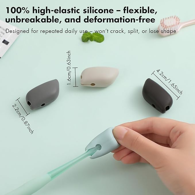 Muslish Silicone Toothbrush Covers, 4 Pack Tooth Brush Cover Cap for Electric & Manual Toothbrush Heads, Portable Toothbrush Protector for Travel, Home (Gray)