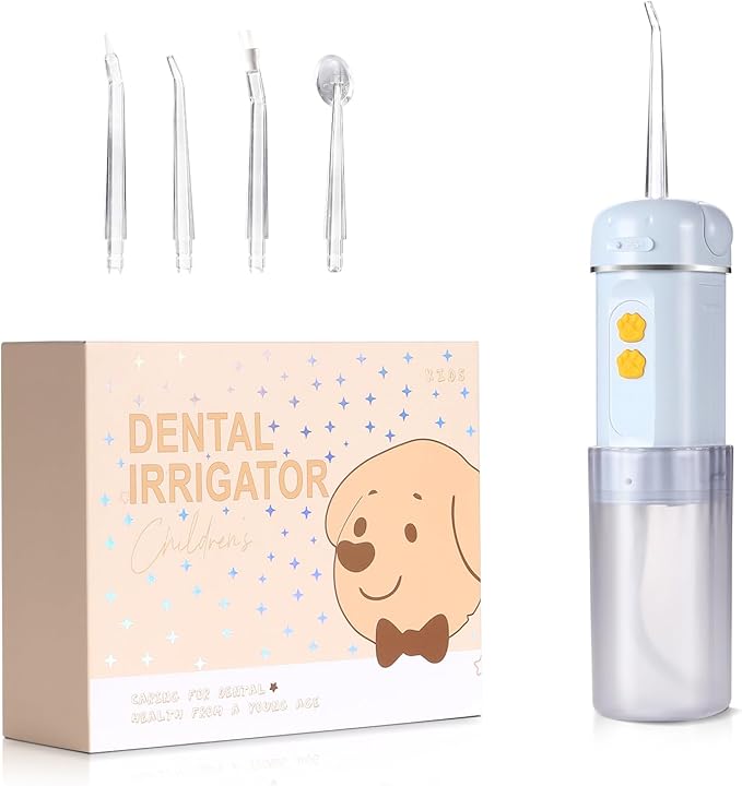 Kids Water Dental Flosser, Portable Water Flosser for Teeth 150ML Rechargeable Oral Irrigator with 3 Modes & 4 Nozzles, IPX5 Waterproof for Home and Travel