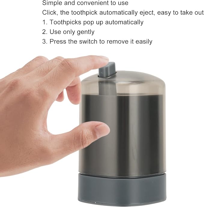 ZJchao Toothpick Dispenser, Automatic Popping Up Toothpick Holder, Black, PP Material, Compact, 80 Toothpicks Capacity
