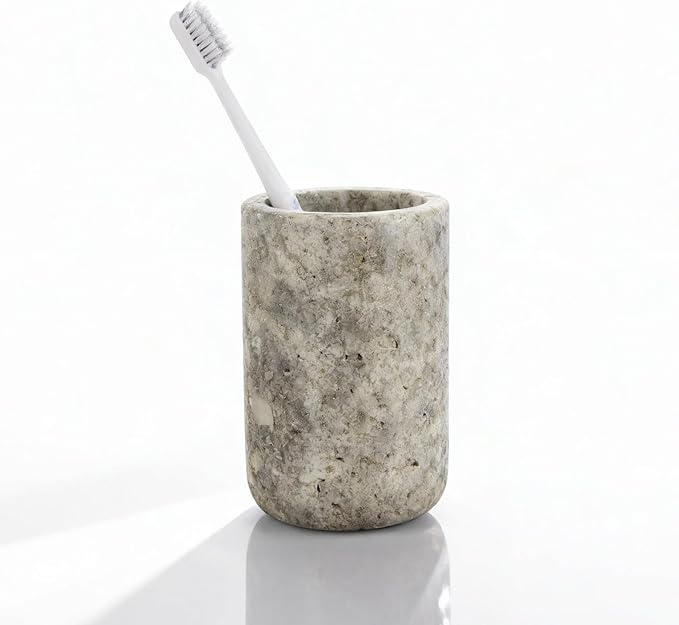 Natural Marble Toothbrush Holder for Bathroom Countertop Toothbrush– Waterproof Natural Stone Organizer with Non-Slip MakeupModern Bathroom Storage,Base, Razor(NS033)