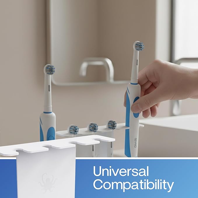 Compatible with Oralb Accessories, Stainless Steel Electric Toothbrush Heads Holder and Oralb Accessories Organizer, Adhesive or Free-Standing Installation (Electric Toothbrush Heads Holder) - White
