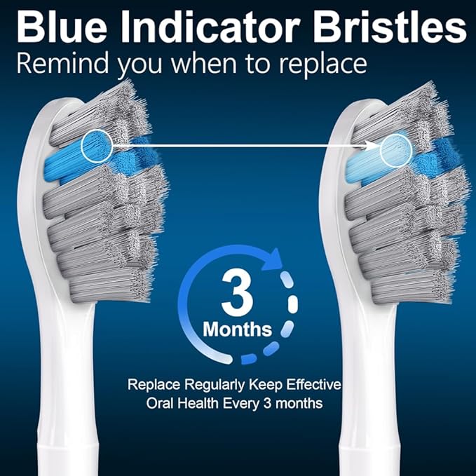Replacement Brush Heads Compatible with Philips Sonicare Electric Toothbrush, Charcoal/Blue 8 Count Refills