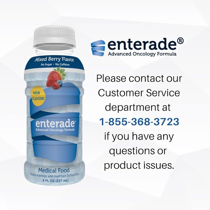enterade Advanced Oncology Mixed Berry, 12 Pack, Clinically Proven Formula to Reduce GI Side Effects, Chemotherapy Must Haves for Women and Men, Chemo Supportive Care Beverage, Liquid, 8 oz Bottles