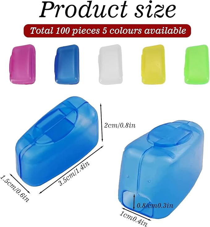 100 Packs Toothbrush Covers Cap, Portable Travel Toothbrush Head Cover, Manual & Electric Protector Clip Case for Bathroom Camping Home School Business Hotel Outdoor