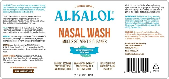 Alkalol Solution Original Nasal Wash, 16 fl oz (pack of 3)