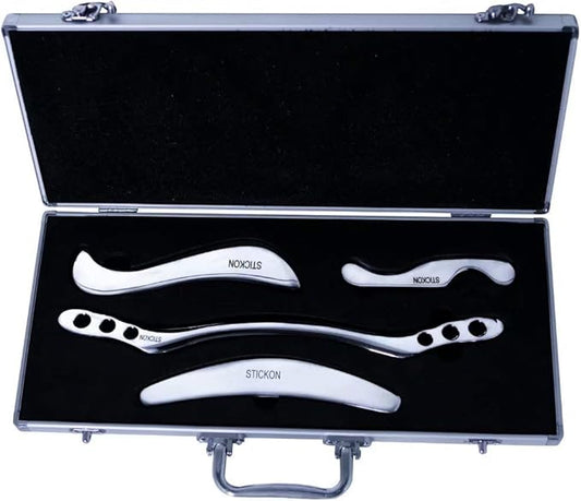 STICKON Stainless Steel Gua Sha Scraping Massage Tool Set IASTM Tools Great Soft Tissue Mobilization Tool (J Shape)