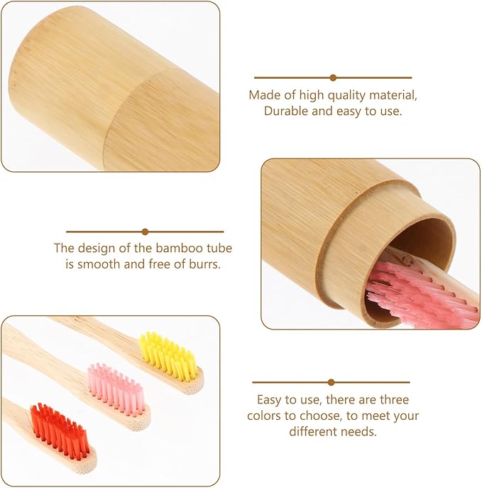 TIDTALEO Biodegradable Toothbrush with Case Disposable Eco-Friendly Toothbrushes with Moderate Hardness Bristles Travel-Friendly Oral Care Kit Random Color Random Color