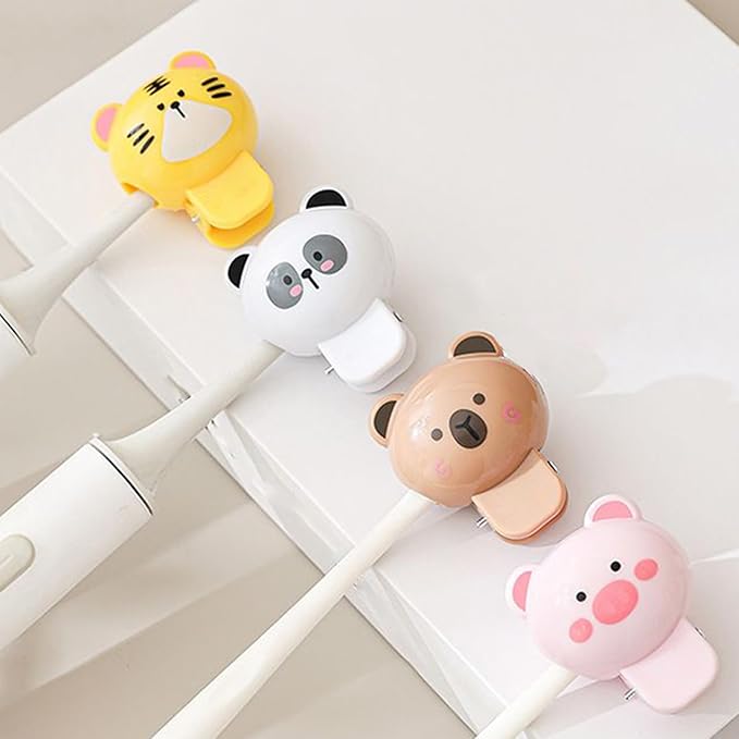 Toothbrush Protector Cap - Set of 4 Covers, Decorative Bathroom Gadgets | Hygienic Bristle Guard for Family Shared Sink