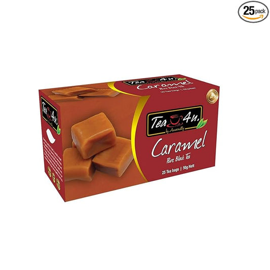 Tea4U Flavored Black Ceylon TeaBags (Caramel) - Ideal Quality from Sri Lanka's Finest Leaves and Expertly Blended - 25 Count