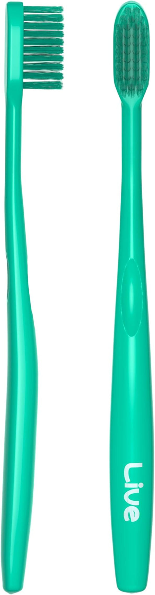 Ultra-Fine Bristle Toothbrush – Triangle Head Manual Toothbrush with 0.017mm Soft Bristles & Ergonomic Thumb Grip for Gentle and Precise Cleaning, Mint Color