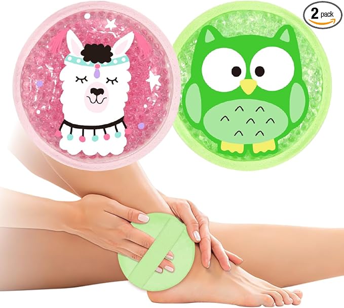Gel Ice Pack for Injuries 2 Packs Cute Reusable Hot Cold Gel Packs for Fever Pain Relief Wisdom Teeth First Aid and Neck Head Arms Legs Knee Ankle