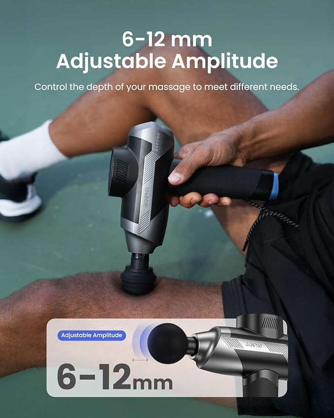 RENPHO Massage Gun Deep Tissue FSA Eligible HSA, Valentines Birthday Gifts for Women Men, 6-12mm Adjustable Amplitude Professional Muscle Massage, Back Massager for Athletes