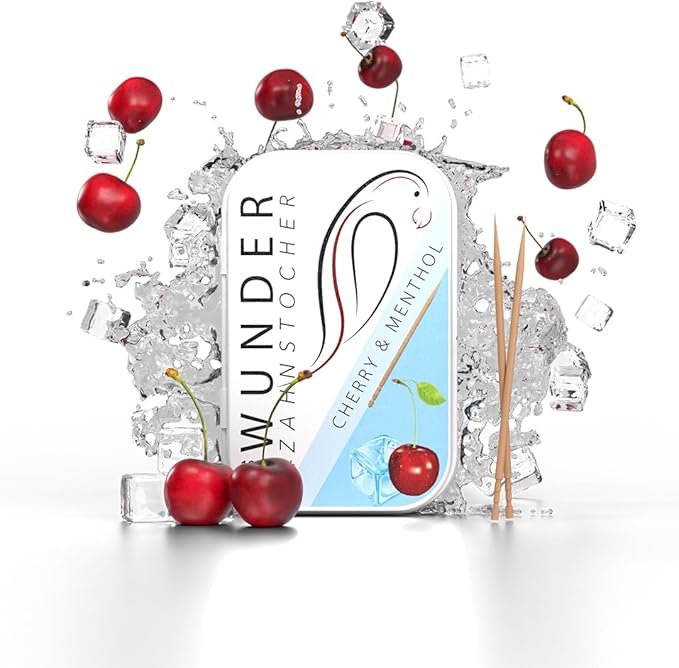 Wonder Toothpick - Flavoured toothpicks - Chewing Gum Plastic-Free - Stop Nail Biting - Fresh Breath with Flavoured toothpicks - Teeth Cleaning to go - Sugar-Free, Vegan (Cherry/Menthol)