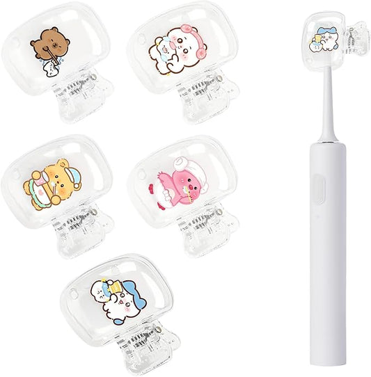 Upgrade 5 Pack Travel Toothbrush Head Covers Toothbrush Protector Cap Brush Pod Case Protective Portable Plastic Clip for Household Travel, Bathroom, School, Camping, Business (C)