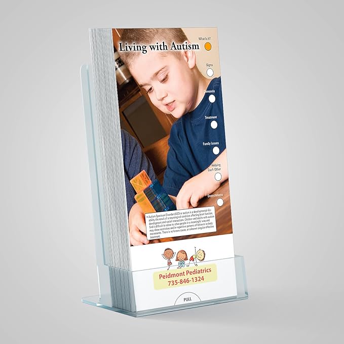 ZOCO - Living with Autism Slide Chart - Custom Promotional Item (Pack of 250) - Educational Guide for Caregivers, Brochure, Pamphlet - Doctor’s Office, Health Clinics Handout - 3.75 x 8.5 in.