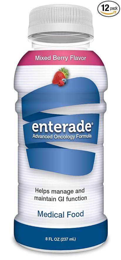 enterade Advanced Oncology Mixed Berry, 12 Pack, Clinically Proven Formula to Reduce GI Side Effects, Chemotherapy Must Haves for Women and Men, Chemo Supportive Care Beverage, Liquid, 8 oz Bottles