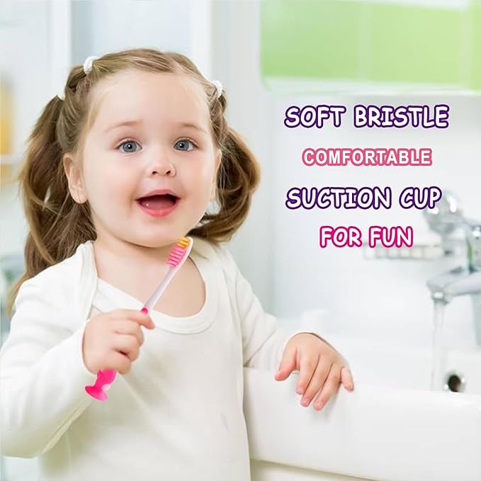 50pcs Toddler Toothbrush Set - Kids Manual Toothbrushes, Soft Bristles, Suction Cup, Age 2+