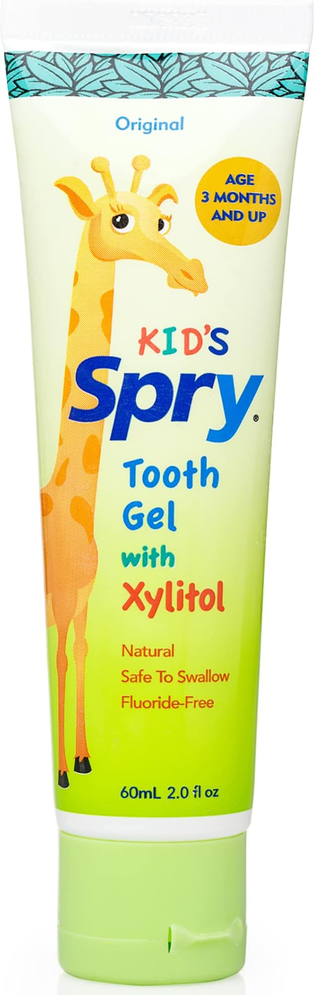 Spry Natural Xylitol Toothpaste for Baby, Toddler and Kids Age 3 Months and Up - Fluoride Free Tooth Gel, Tasty, Support Development of Emerging Teeth, Original 2 Fl Oz (Pack of 1)