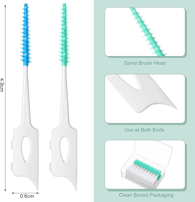 1200 Pcs Soft Interdental Brushes Disposable Gum Picks Dental Floss with Case Picks Dental Braces Brush for Teeth Cleaning and Gum Health