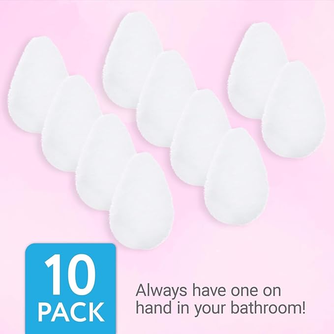 IMPRESA Facial Sponge - Daily Deep Cleansing Face Scrubber - Gentle Exfoliating Pads for Dead Skin Removal - Reusable Face Scrub Pads for Normal to Oily Skin - Pack of 10, White, Regular Puff Style