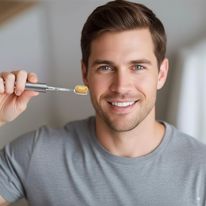 Ultra Soft Manual Toothbrushes for Adults Sensitive Gums– Eco-Friendly Aluminum Alloy+ABS Handle with 3 Replaceable Gum Care Heads, Gentle Wide Bristles for Sensitive Teeth & Gums