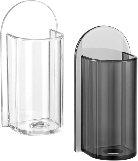 Wall-Mounted Electric Toothbrush Holders, 2Pcs Toothbrush Stand Self Adhesive Electric Tooth Brush Organizer Space Saver (Clear, Grey)