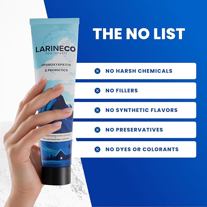 Larineco Nano Hydroxyapatite Toothpaste – Sulfate Free Remineralizing Toothpaste – Enamel Care, Gentle Whitening, Sensitive Teeth, Non Sulfate – 4oz