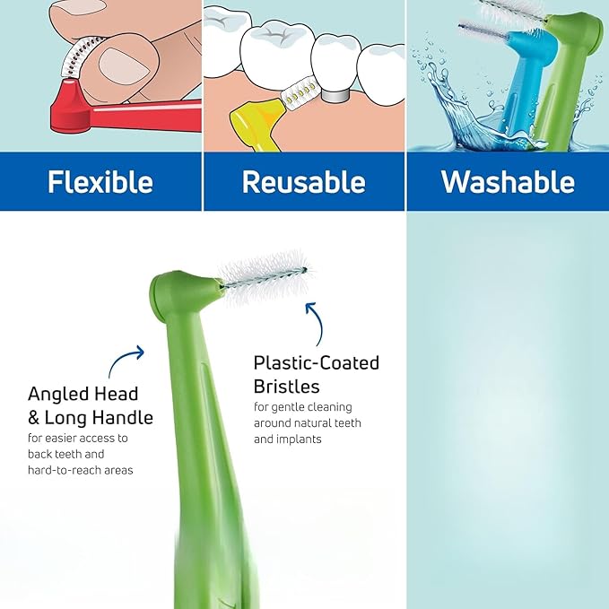 L Angle Reusable Braces Dental Brush Flosser for Cleaner Interdental Brush Toothpick Dental Tooth Flossing Head Oral Cleaners Cleaning Tool (0.6mm Pink, Normal)