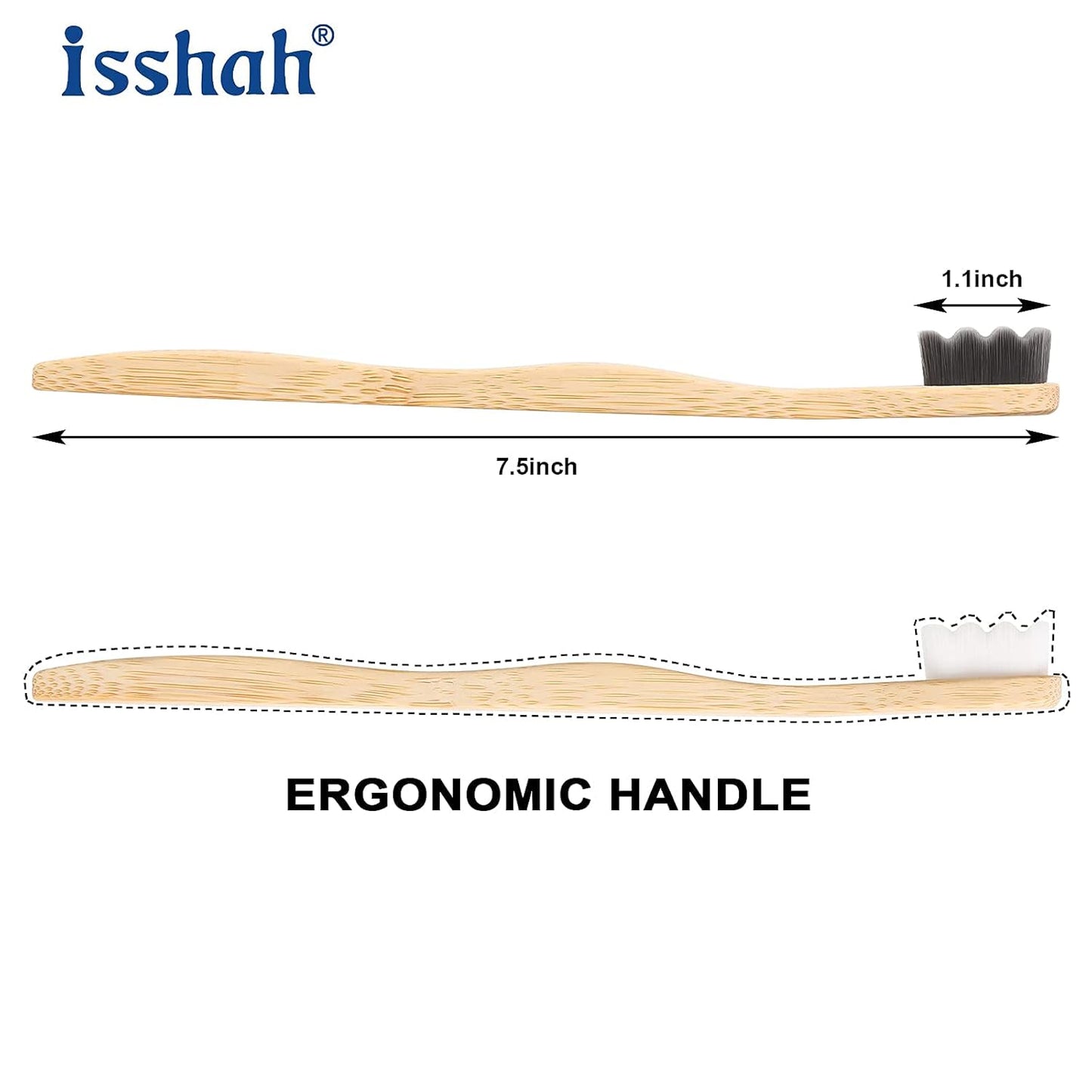 Bamboo Micro-Nano Toothbrushes, Extra Soft Toothbrush with 20000 Bristles Designed for Sensitive Gums Kids Adults (Black White 10P)
