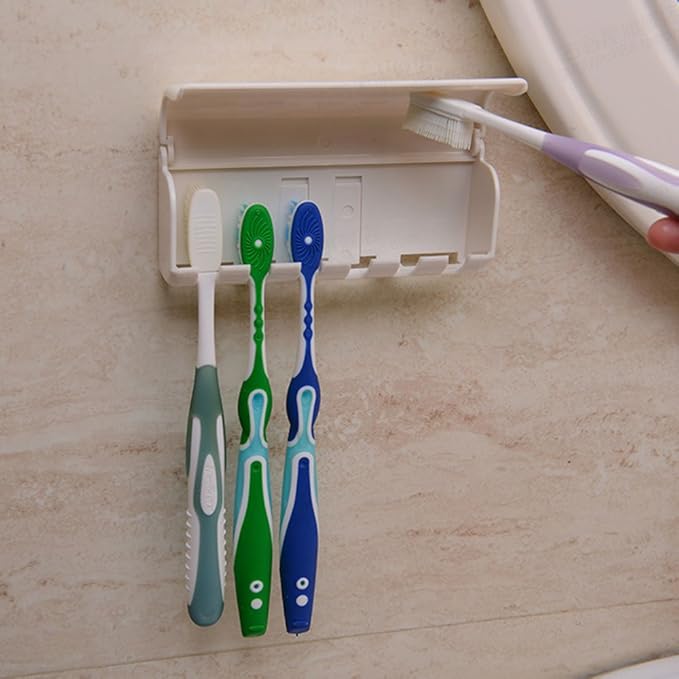 Toothbrush Holder with Cover (Ivory White)