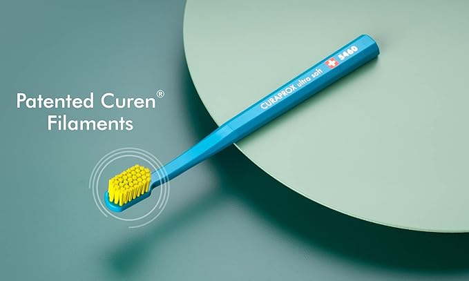 Curaprox CS 5460 Ultra-Soft Toothbrush for Adults with Ultra-Fine Filaments and Compact, Slightly Angled Toothbrush Head for Improved Tooth and Gum Health, Assorted Color