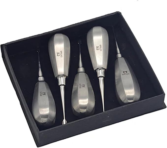 Veterinary Winged Elevators for Pet Dental Procedures Stainless Steel Elevators for Dogs, Cats & Small Animals Precision Winged Tools for Safe Tooth Elevation & Extraction (5-Piece (2mm–6mm))