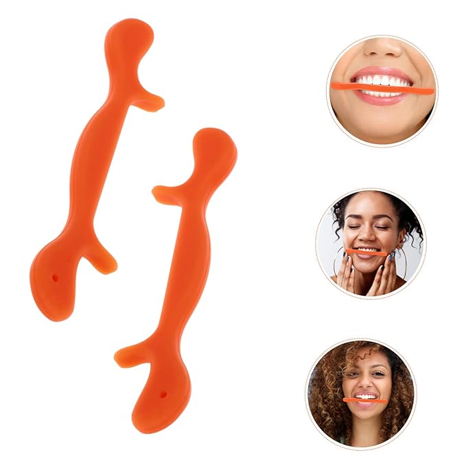 NOLITOY 2pcs Silicone Smile Trainer Mouth Muscle Tightener for Youthful Facial Safe Material for Speech Improvement and Lip Shaping Exercise