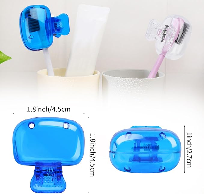 6 Pack Toothbrush Covers Portable Toothbrush Protector Coverings Clips Travel Protector Plastic Brush Pod Protection Clip Case Tooth Brush Covers Tooth Brush Cover Cap for Kids Bathroom Travel Supply