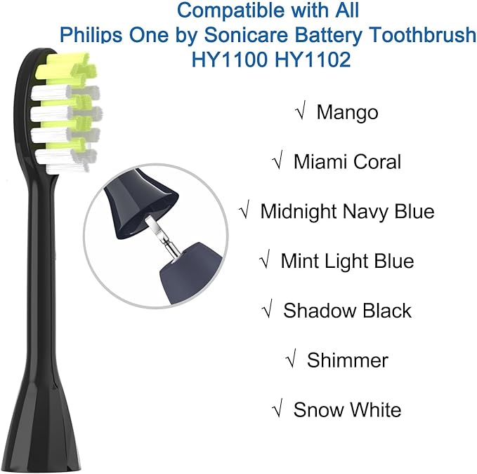 One Series Replacement Toothbrush Heads Pisonicleara Compatible with sonicare Philips One Series BH1022/03 HY1100/02 HY1102 (8-pc) Battery Brush, Mango Snow White Travel Refill (one-Blue)