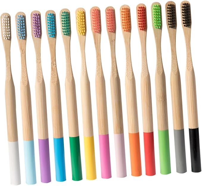 Biodegradable Toothbrush Set Soft Bristles for Adults Ergonomic Anti-Slip Handle for Travel and Home Use