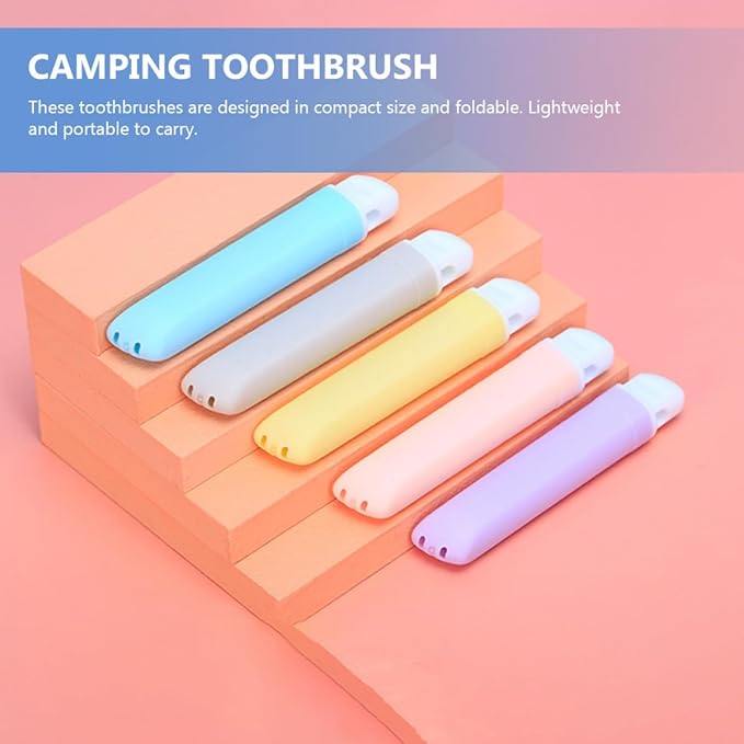 GOOHOCHY Professional Soft Bristle Toothbrushes 5pcs Portable Travel Toothbrush Set Convenient Wear-Resistant Daily Tooth Brush for Household Oral Care Random Color Random Color