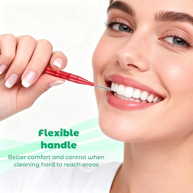 ARTIBETTER 50pcs Interdental Brushes for Braces Floss Brushes for Teeth Toothpick Oral Flossing Head Teeth Cleaning Tool 3mm Red