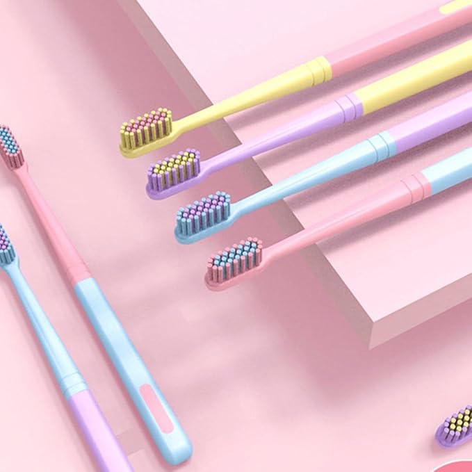 Flexible Small Head Toothbrush 8pcs for Adults with Soft Bristles, Gum Care Manual Toothbrush Set for Home and Travel Use