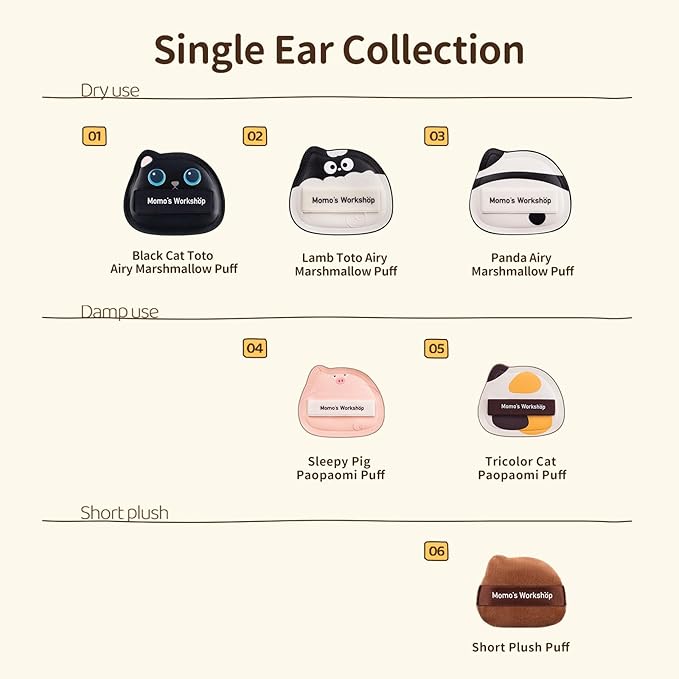 Lamb Toto Airy Marshmallow Puff,Makeup Sponge,Rubycell Material,Pointed Tip for Concealer + Flat Side for Foundation, Longwear Makeup, Travel Friendly & Reusable,2pcs Puffs & Storage Case