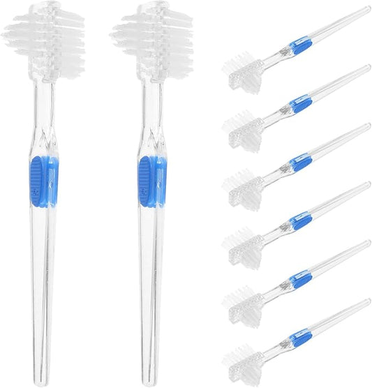 SOIMISS 8pcs Denture Toothbrush Double Sided for False Teeth and Denture - Deep Cleaning Brush Toothbrush for Elderly Adaptive Oral Care