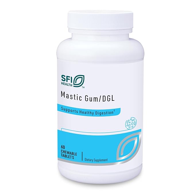 Klaire Labs SFI Health Mastic Gum/DGL Licorice Chewable Tablets - Cinnamon-Flavored - Support GI Function & Digestive Comfort - Gentle Deglycyrrhizinated & Rhizome Licorice Supplement (60 Tablets)