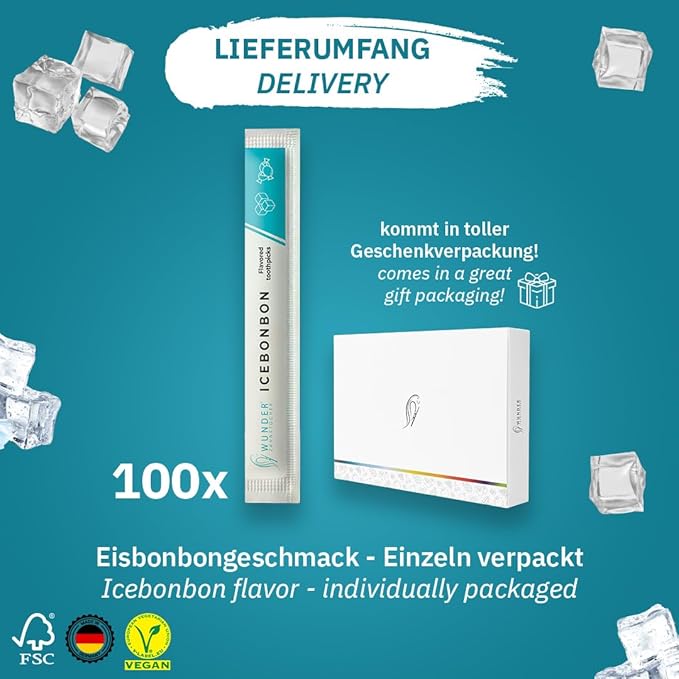 Wonder Toothpicks with Flavor - 100x Flavored toothpicks Individually Packed in 8 Refreshing Varieties - Gentle Oral Hygiene - Fresh Breath - Individually Packed Toothpicks with Flavor