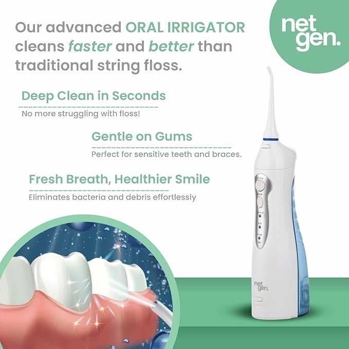 Cordless Water Flosser for Best Cleaning of Teeth Gums Professional Dental Oral Irrigator, IPX7 Waterproof Flosser with 3 Modes, Portable with Rechargeable Batteries,Jet Flosser for Home/Travel/Gift