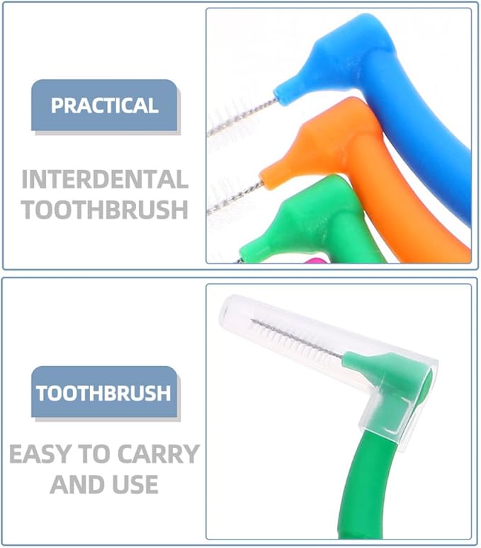 30Pcs Interdental Toothbrush Set Small Head Toothbrush for Braces Oral Cavity Cleaning Tool Ergonomic L-Shaped Brush for Teeth Gap Cleaning at Home and Travel