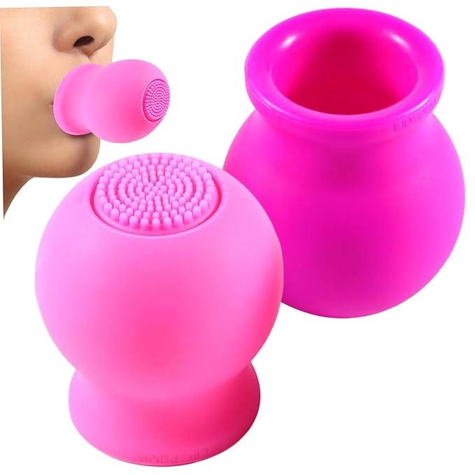 Lip Plumper, 2Pcs Lip Plumper Device, Soft Silicone Tool, Clean & Massage Facial Cleansing Brush, Multi-Use Face Care for Women