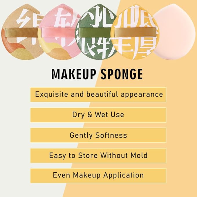 Makeup Sponge for Foundation Concealer and Powder,Latex Free Blender Sponge for Natural and Easy Makeup Soft Long Lasting Beginner-friendly,Travel Size Beauty Makeup Tools (Pink XL 5 Pcs)